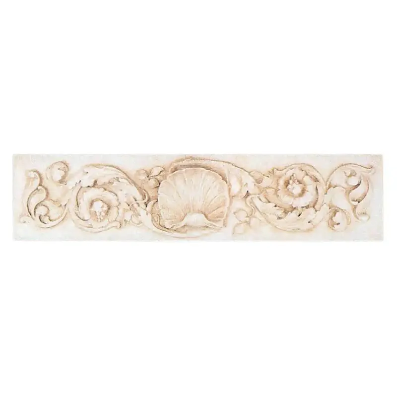 Rue De France Shell Wall Plaque – Organic Narrow Relief Sculpture, 6" H × 24.2" W 1