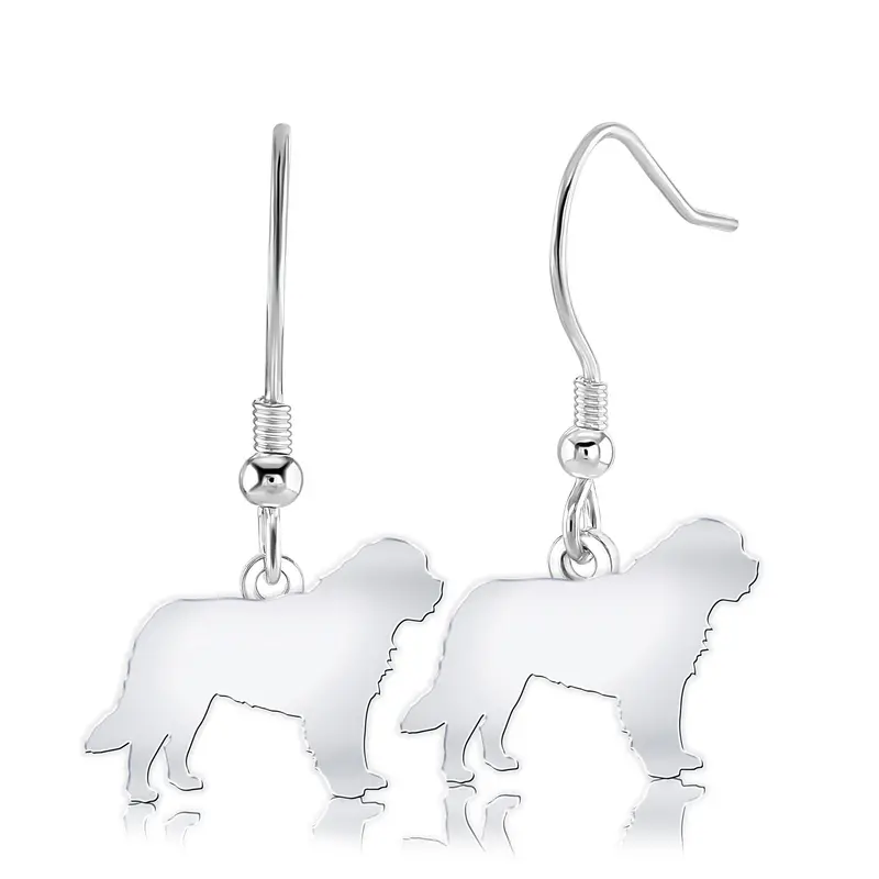 Saint Bernard Silhouette Stud Earrings – Sterling Silver 1