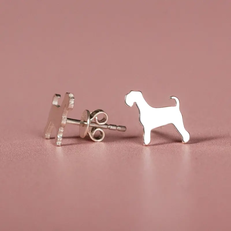 Schnauzer Stud Earrings – Hand-Polished Sterling Silver 1