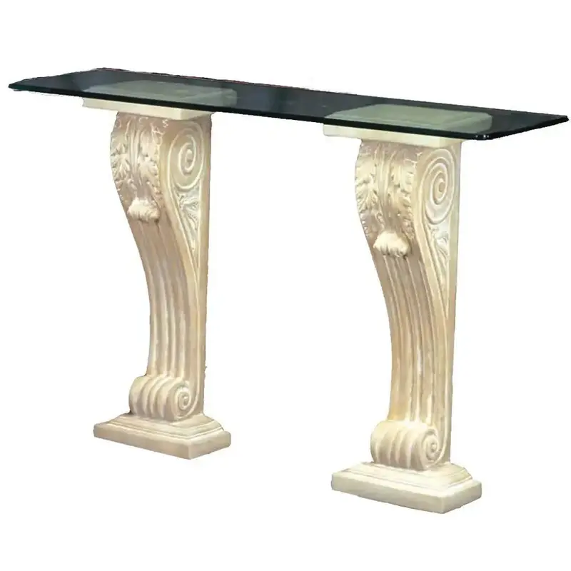 Scroll-Style Wall-Mounted Console Pedestal For Glass Top – 31.5-Inch Space-Saving Base 1