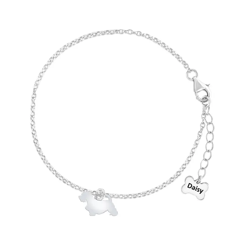 Sealyham Terrier Silver Chain Bracelet – Personalised Breed Profile 1