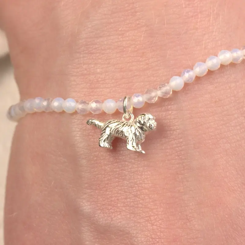 Shih Tzu Silhouette Bracelet With Crystal Detailing – Personalised Option 1