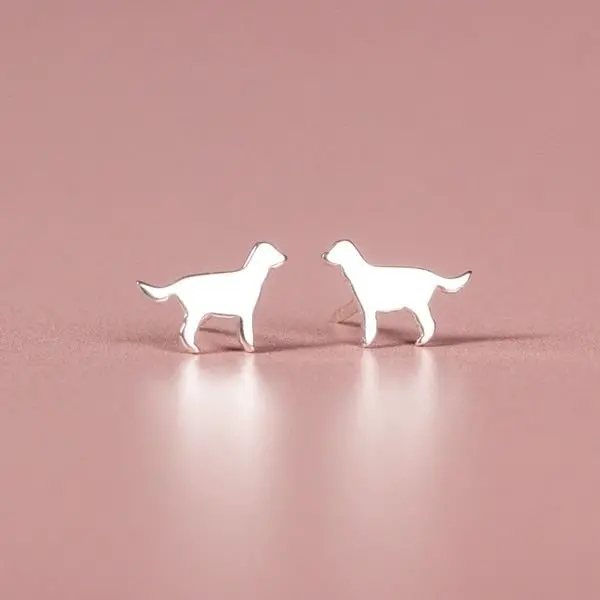 Silver Cocker Spaniel Stud Earrings For Women 1
