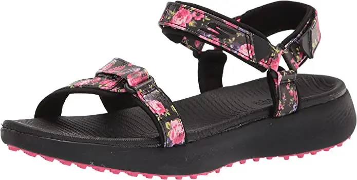 Skechers Go Golf 600 Sandals – Black Floral Design, Women’S Sport Sandals 1