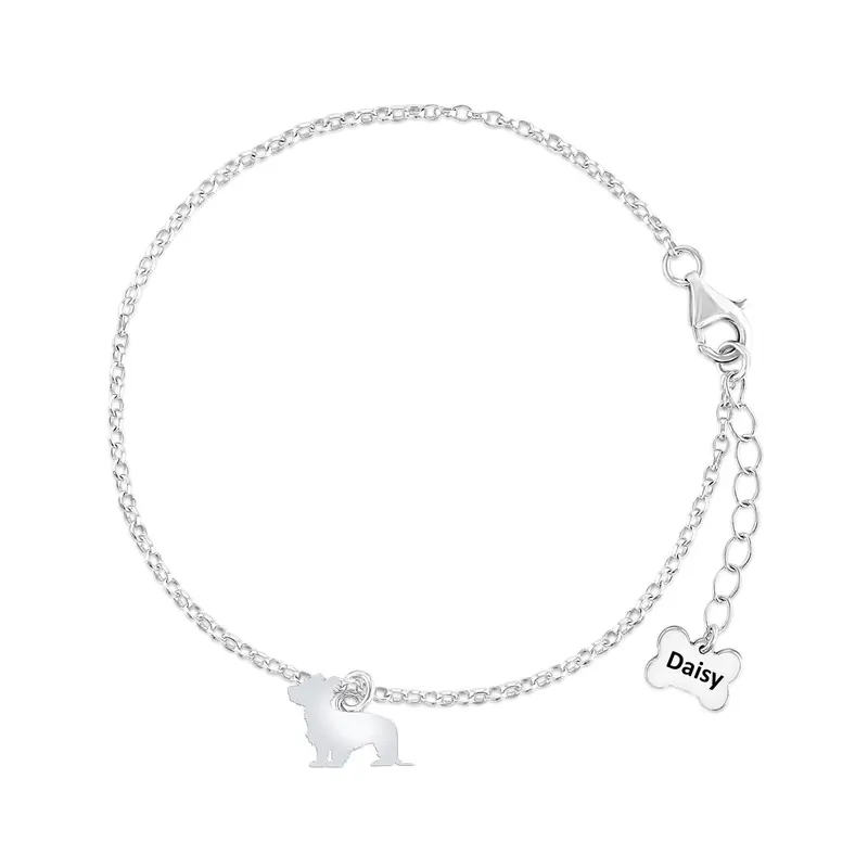 Skye Terrier Silver Chain Bracelet With Hand-Stamped Silhouette 1