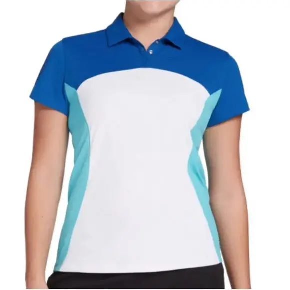 Slazenger Women’S Blue-And-White Color-Blocked Golf Polo – Size Xl 1