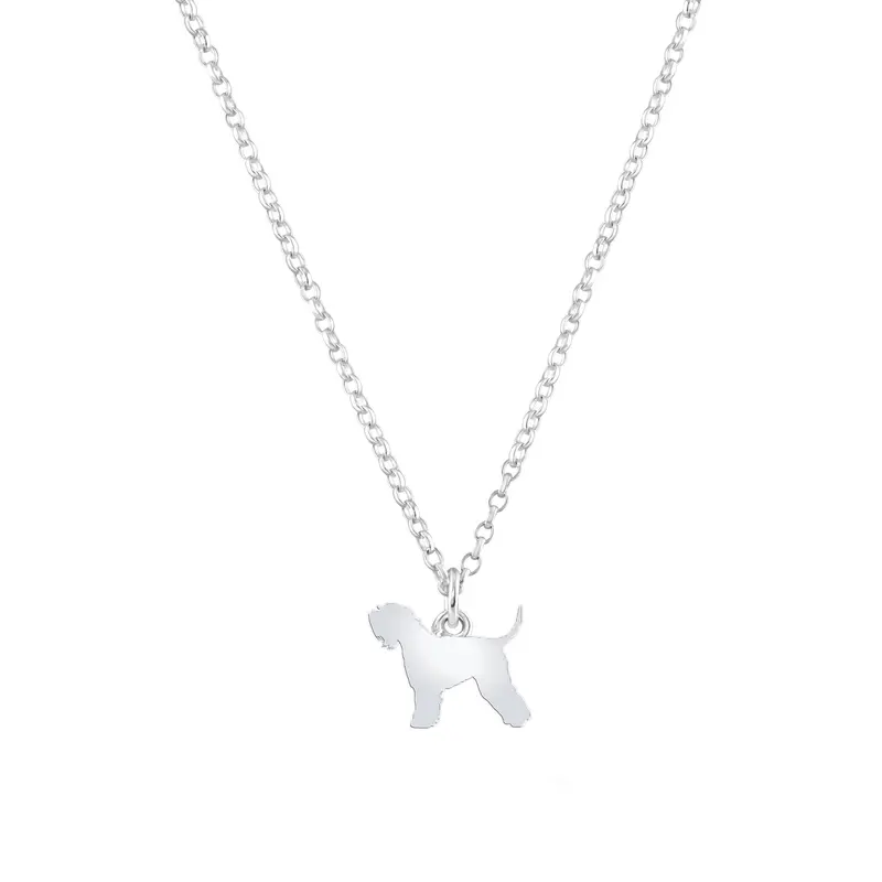 Soft Coated Wheaten Terrier Silver Necklace – Personalised Warm-Tone Silhouette 1
