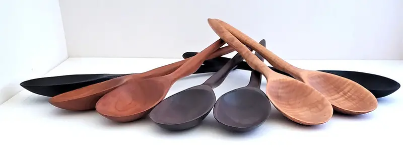 Solid Wood Round Serving Spoon With Ergonomic Handle 1