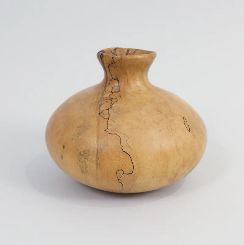 Spalted Maple Burl Vessel (1977) – Wide-Rimmed Natural Form 1