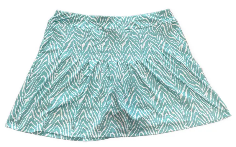 Sport Haley Teal & White Animal Print Pleated Golf Skort – Size L 1