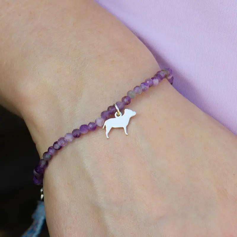 Staffordshire Bull Terrier Silhouette Bracelet – Personalised Crystal Design 1