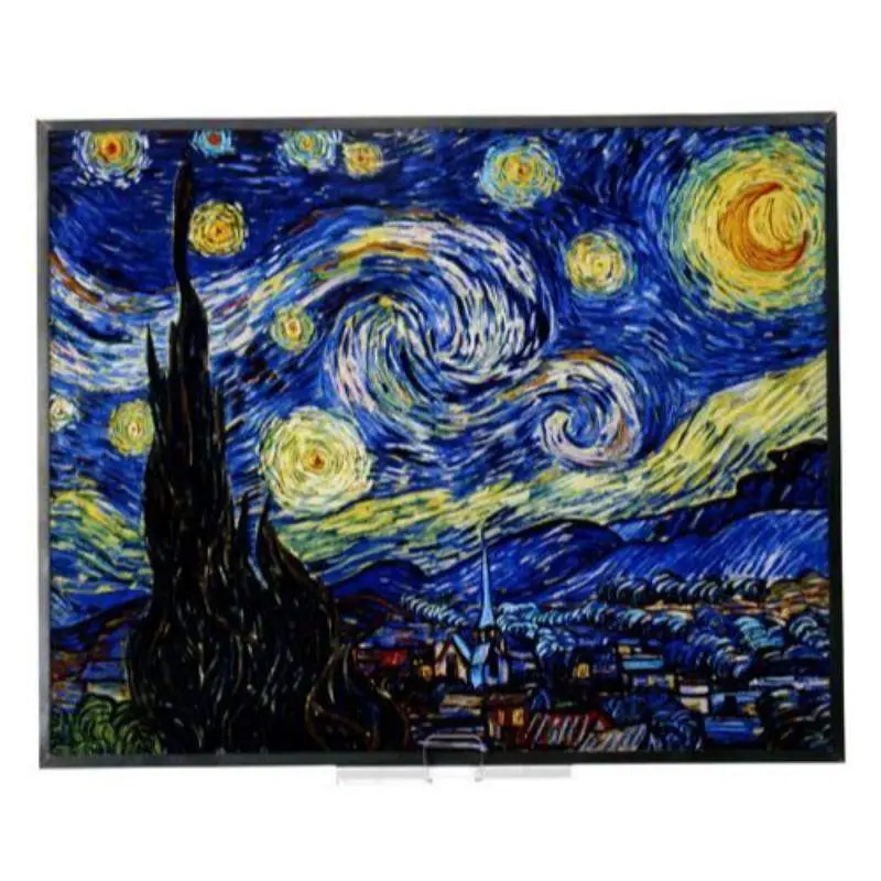 Starry Night Suncatcher — Van Gogh-Inspired Stained Glass Panel In Blue & Yellow, 11 X 13.6 Inches 1