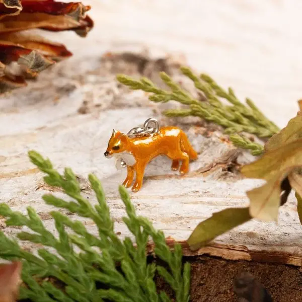 Sterling Silver Enamel Fox Charm For Bracelets Or Necklaces 1