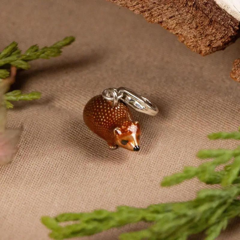 Sterling Silver Enamel Hedgehog Charm For Jewelry Making 1