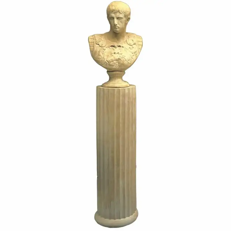 Straight Fluted Architectural Column With Round Base – 38.5-Inch Display Pedestal 1