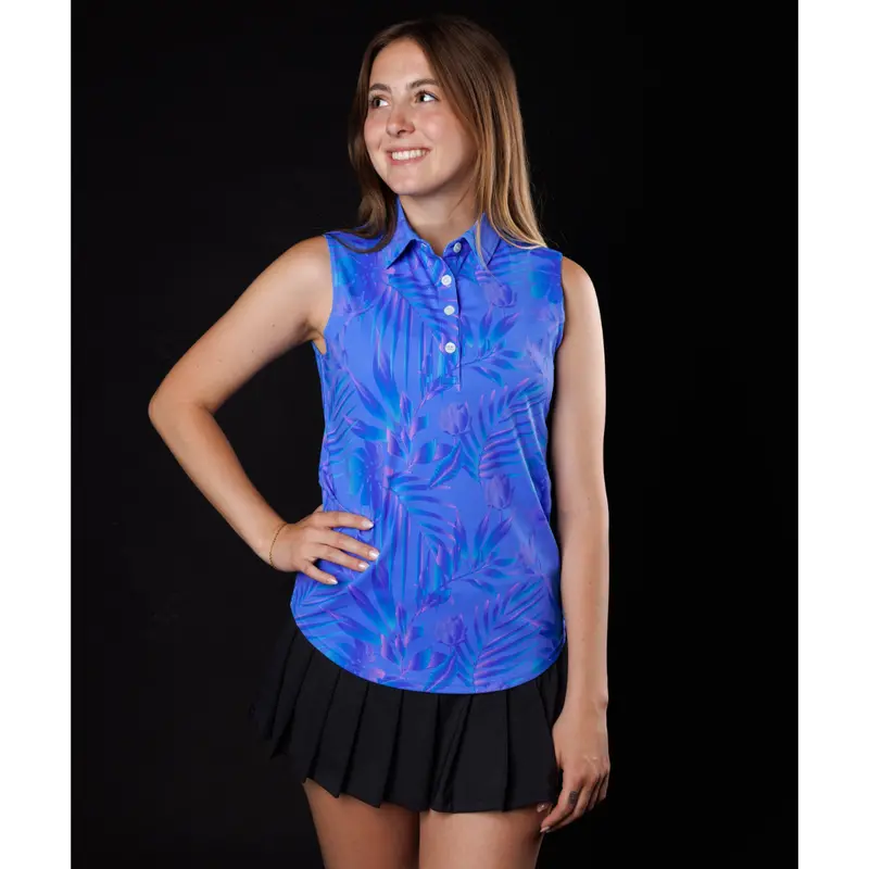 Sunday Swagger Blue Lagoon Sleeveless Women'S Golf Polo – Size L 1