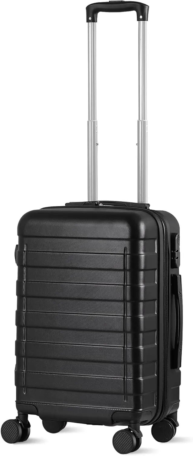 Super Deal 21" Expandable Carry-On – Height-Adjustable Hardside Luggage With Side Feet & Ergonomic Handle (Black) 1