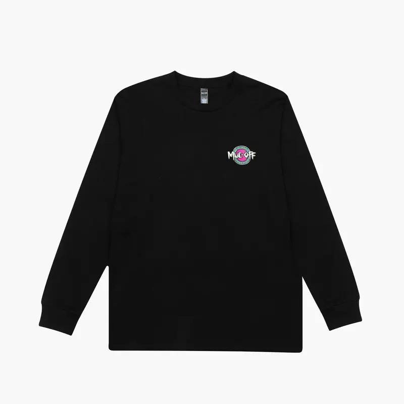 Surf-Themed Long Sleeve T-Shirt – Black Casual Fit 1