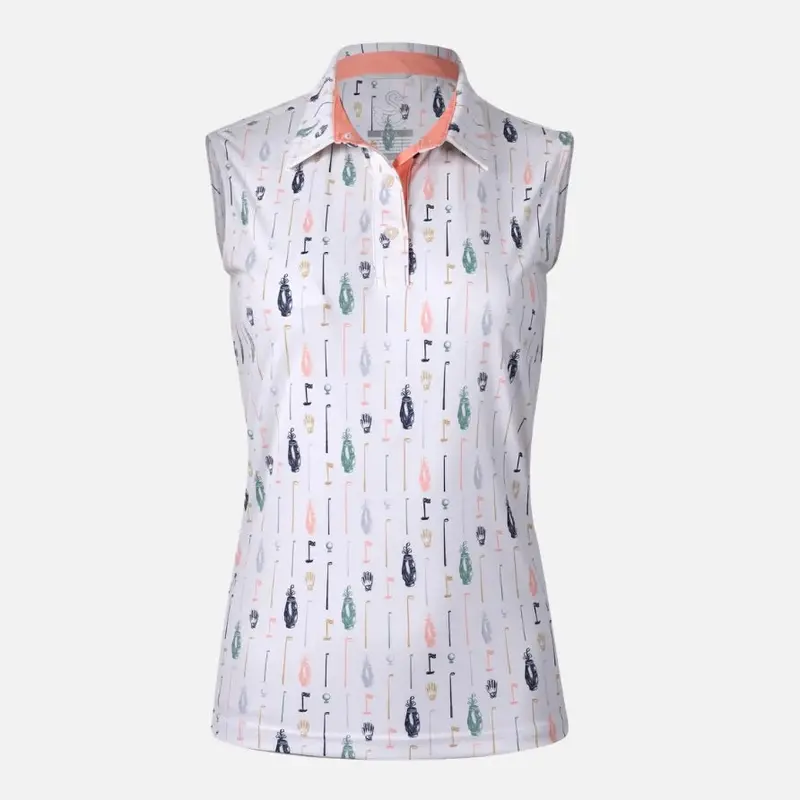 Swannies Hadley Sleeveless Vintage White Golf Polo For Women 1