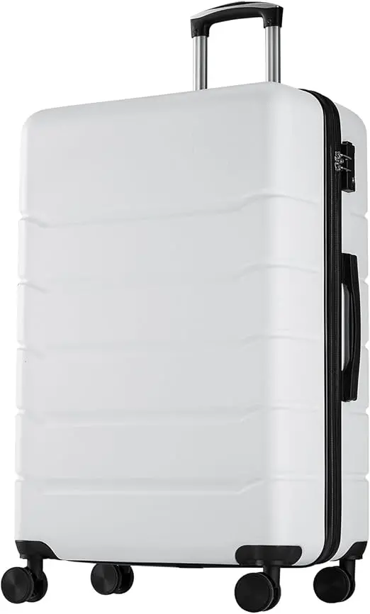 Sweetcrispy 24" Expandable Hardshell Carry-On – Cream White Abs Suitcase With Dual Spinner Wheels & Tsa Lock 1