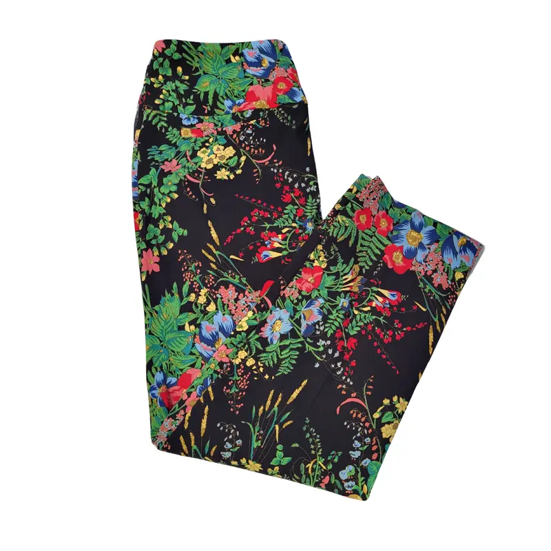 Swing Control Black Floral Ankle-Length Golf Pants – Size 14 1