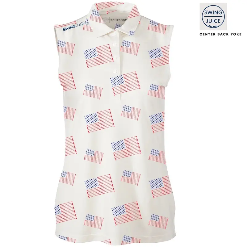 Swing Juice Flag-Design Sleeveless Golf Polo – Modern Fit, Size L 1