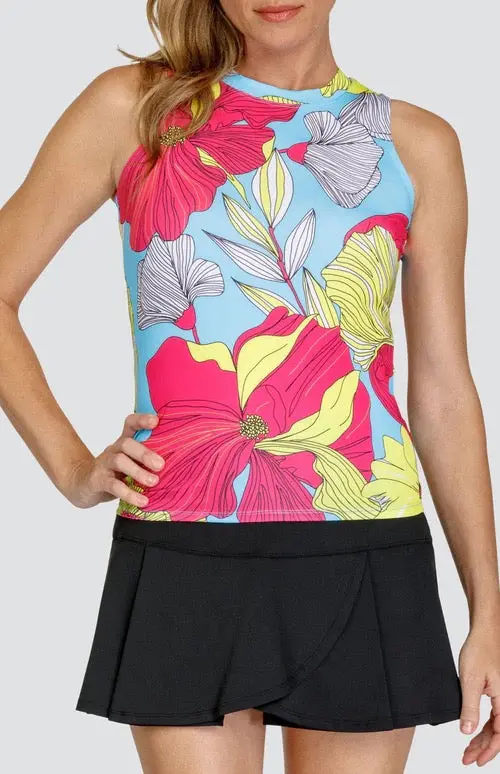 Tail Activewear Bellamy Hi-Lo Tennis Tank – Delicate Blooms Design 1