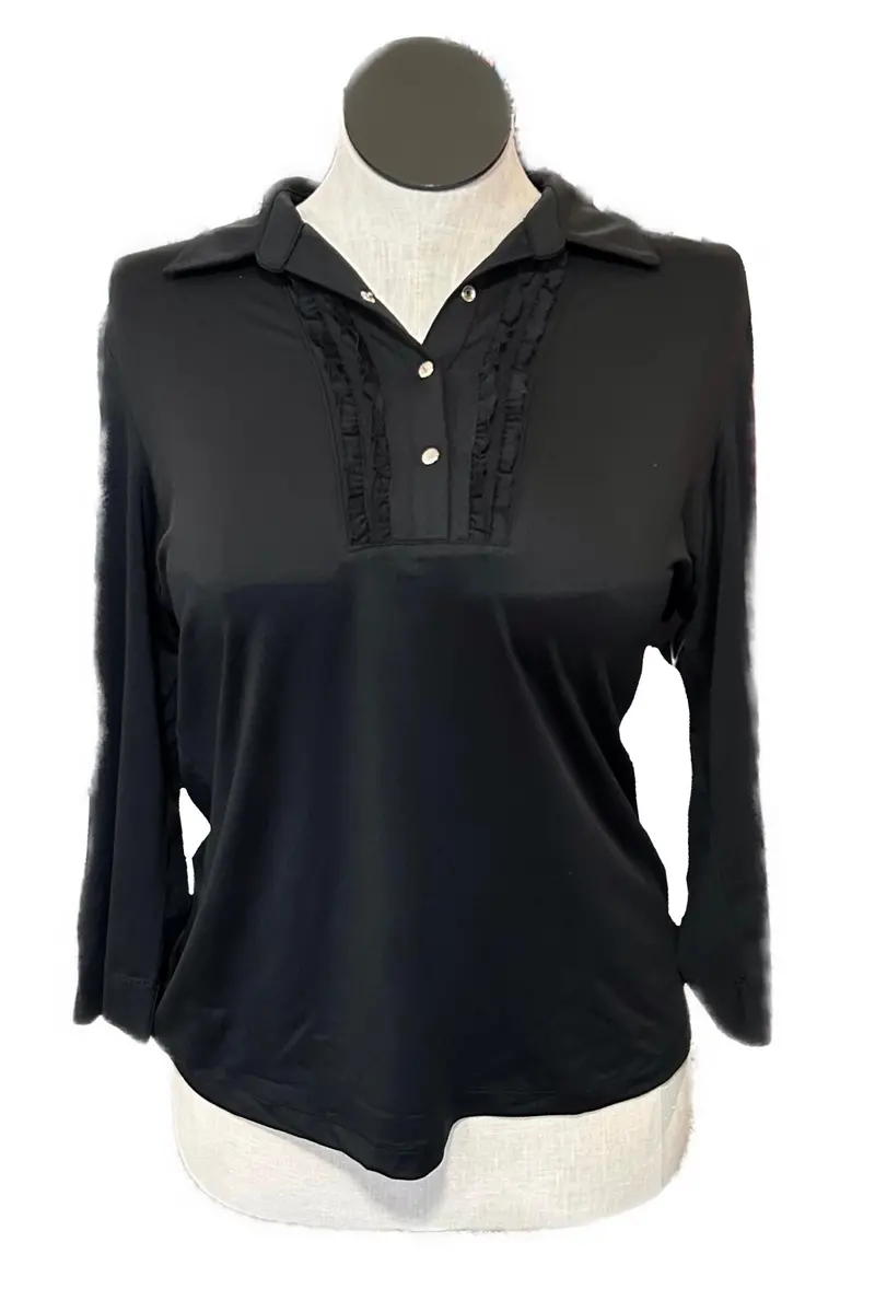 Tail Activewear Black Three-Quarter Sleeve Golf Top - Size L 1