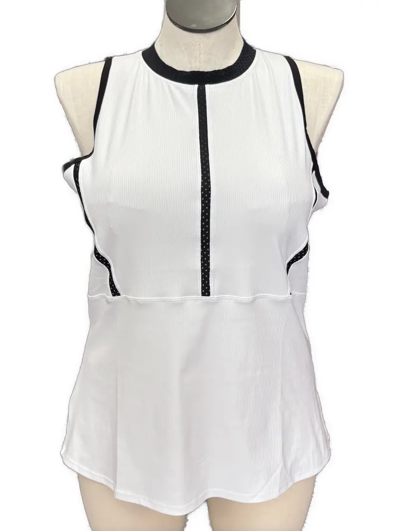 Tail Activewear Women'S White Peplum Racerback Tank Top – Size Xl 1