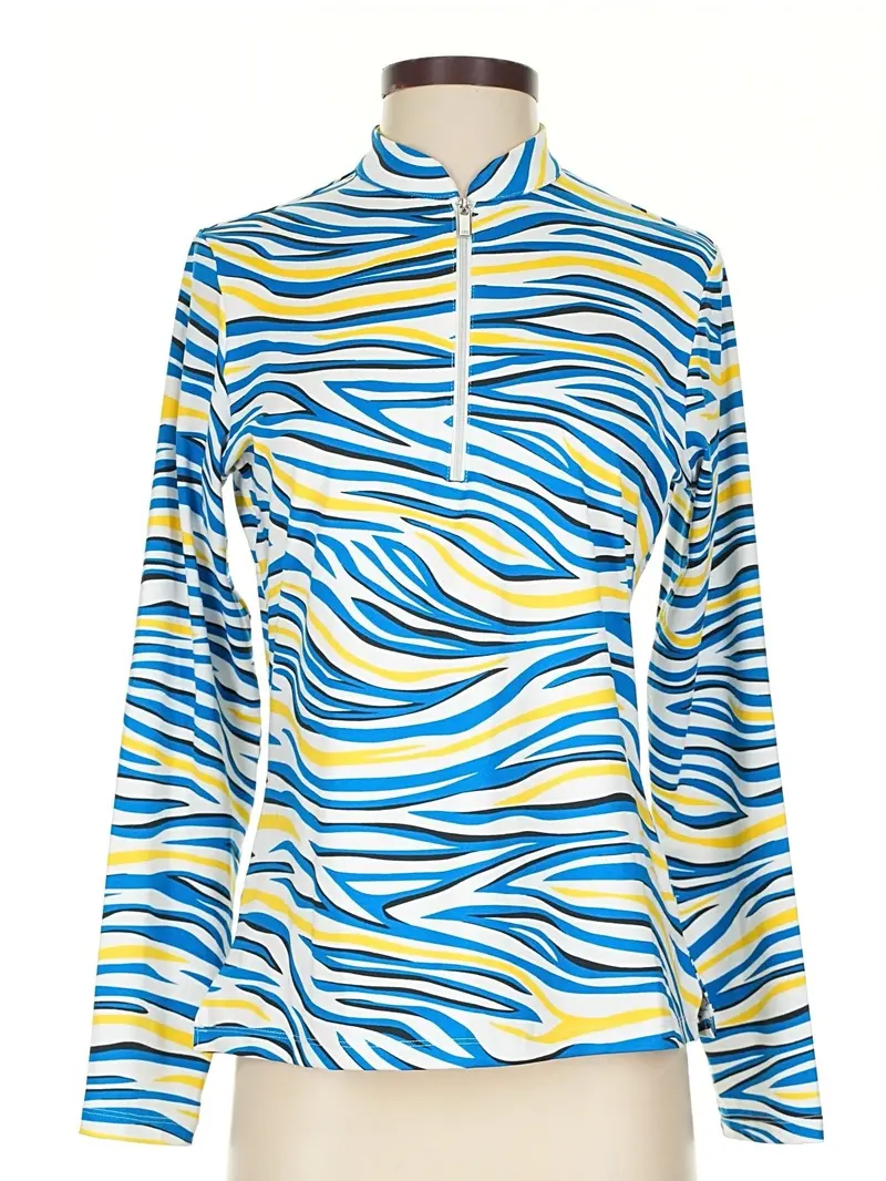 Tail Activewear Zebra-Print Golf Top – Long Sleeve, Size S – $100 1