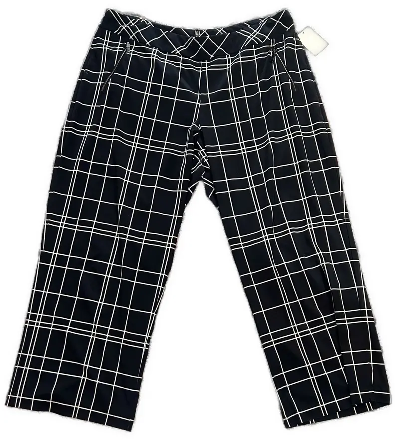 Tail Black-And-White Grid-Print Capri Pants – Size 18 1