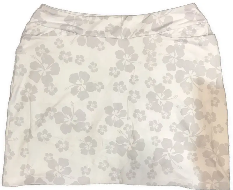 Taylor Jordan Gray Hibiscus Print White Golf Skort – 17.5" Length 1