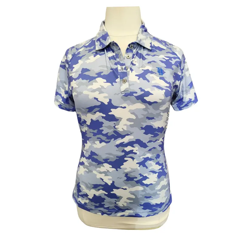 Taylor Jordan Women’S Periwinkle & Blue Cameo Print Golf Polo – Size Xl 1