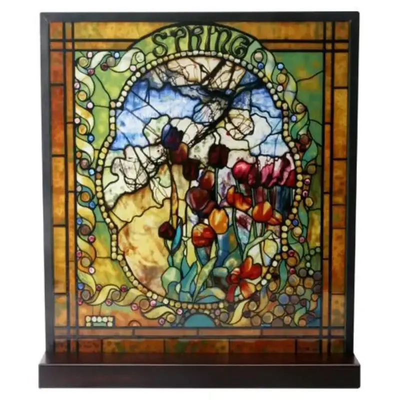 Tiffany Spring Four Seasons Stained Glass With Presentation Base 1