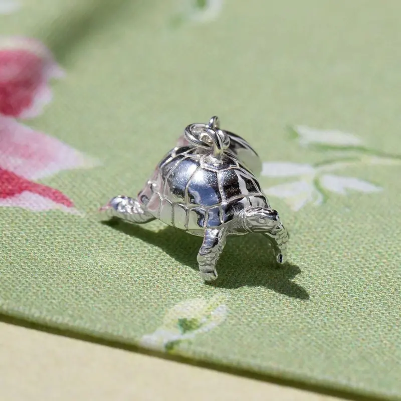 Tortoise Silver Charm – Handcrafted Animal Pendant 1