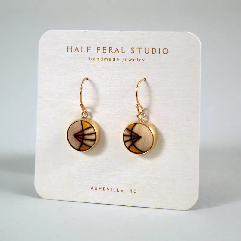 Tri-Yellow Rays Hanging Earrings 1