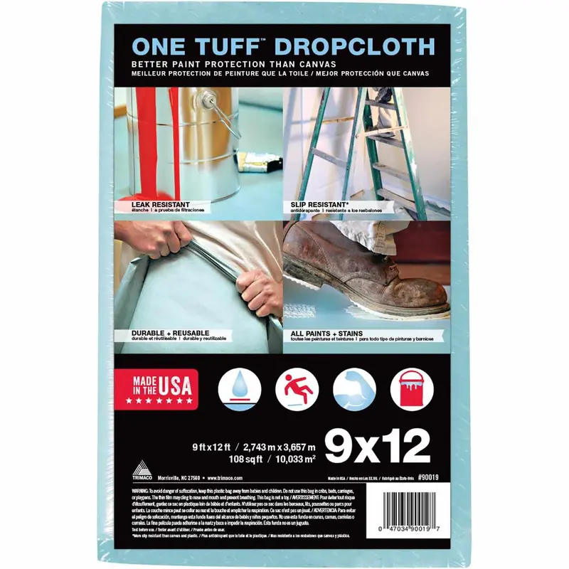 Trimaco One Tuff 9 Ft × 12 Ft Dupont Sontara Light Blue Heavy-Duty Drop Cloth 1