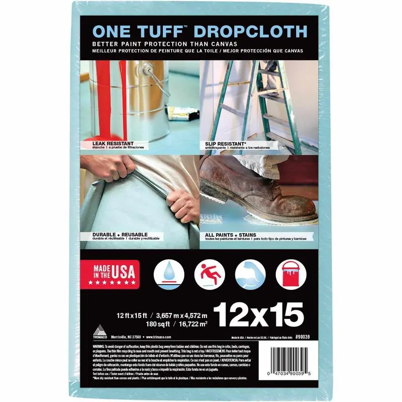 Trimaco One Tuff Drop Cloth – 12 Ft × 15 Ft Dupont Sontara Fabric, Light Blue 1