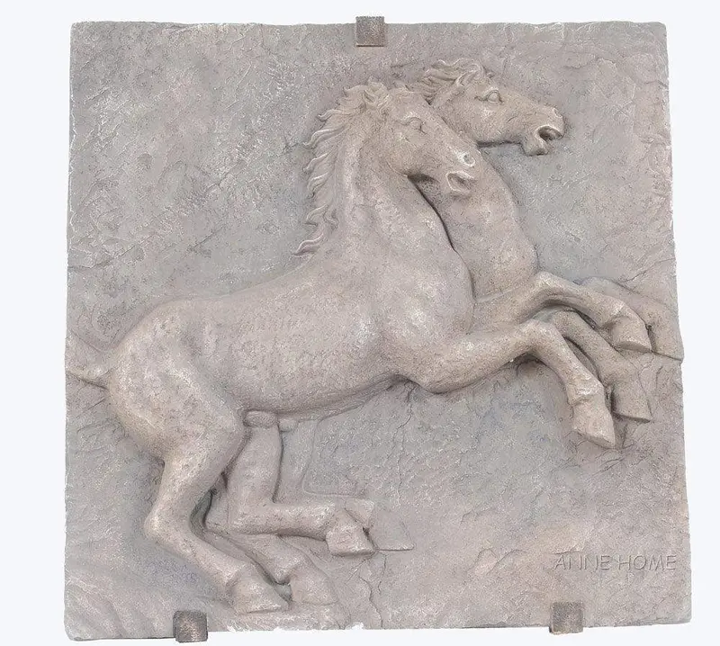 Two-Rearing Horses Wall Relief Sculpture – 29-Inch Classical Wall Art 1
