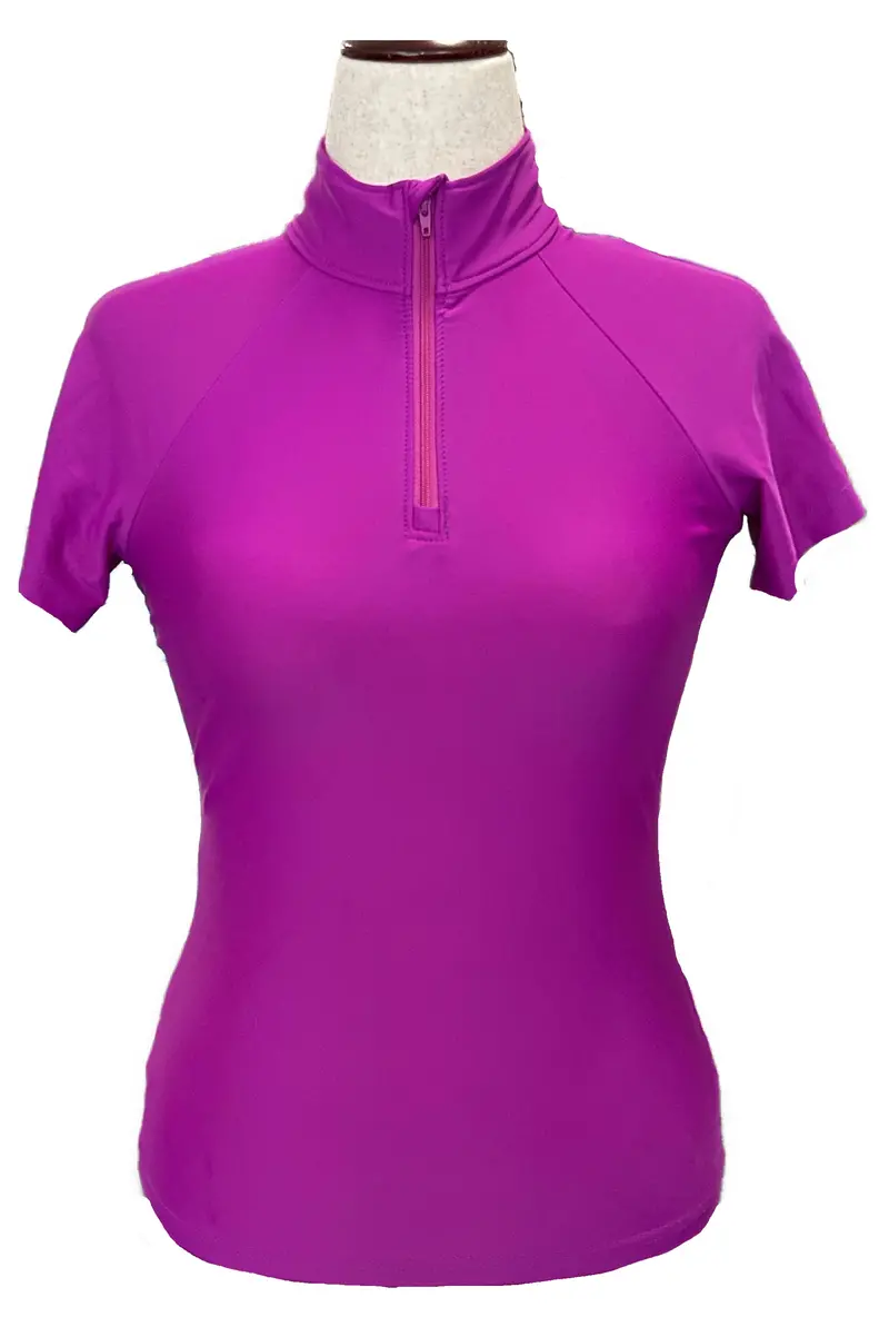 Tzu Tzu Lucy Magenta Zip Golf Top – Vibrant Color, Size S 1
