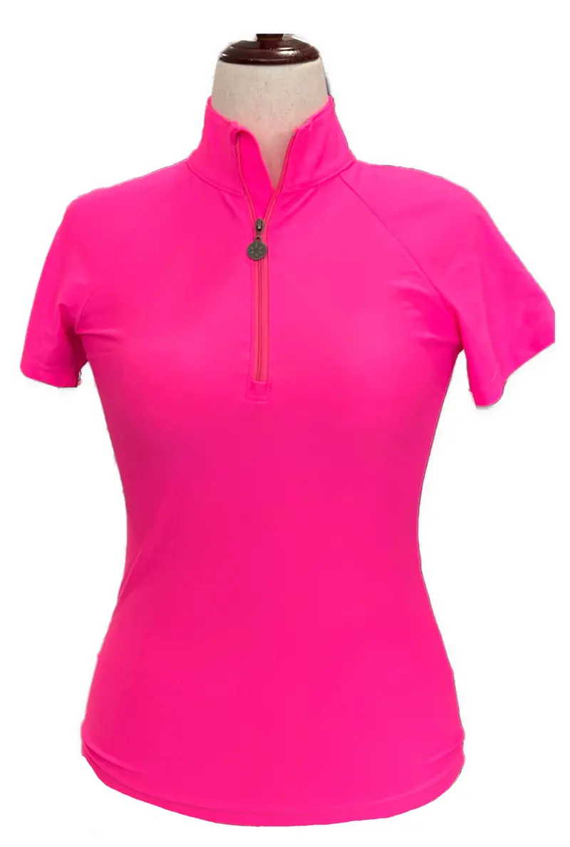 Tzu Tzu Lucy Zip-Front Short-Sleeve Golf Top – Classic Fit, Size S 1