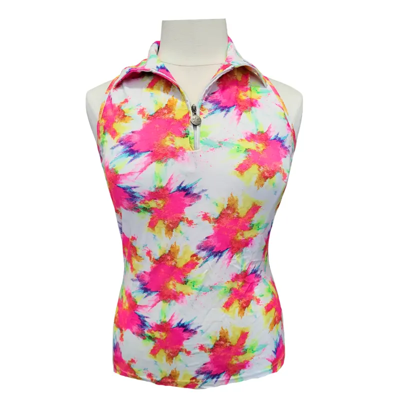 Tzu Tzu Splatter-Print Sleeveless Mock Polo For Women – Size Xl 1