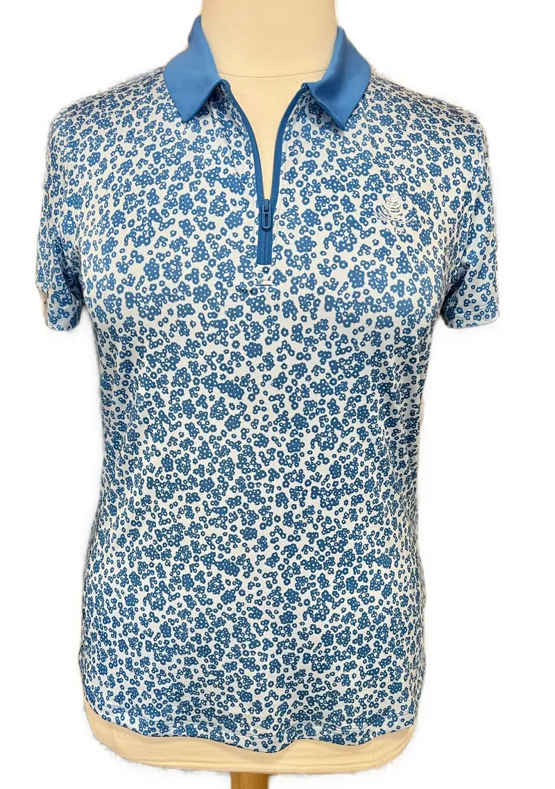 Under Armour Blue Floral Golf Polo – Embroidered Logo, Size L 1
