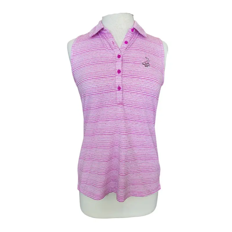 Under Armour Fuchsia Striped Sleeveless Golf Polo – Breathable Fabric, Size M Msp $55 1