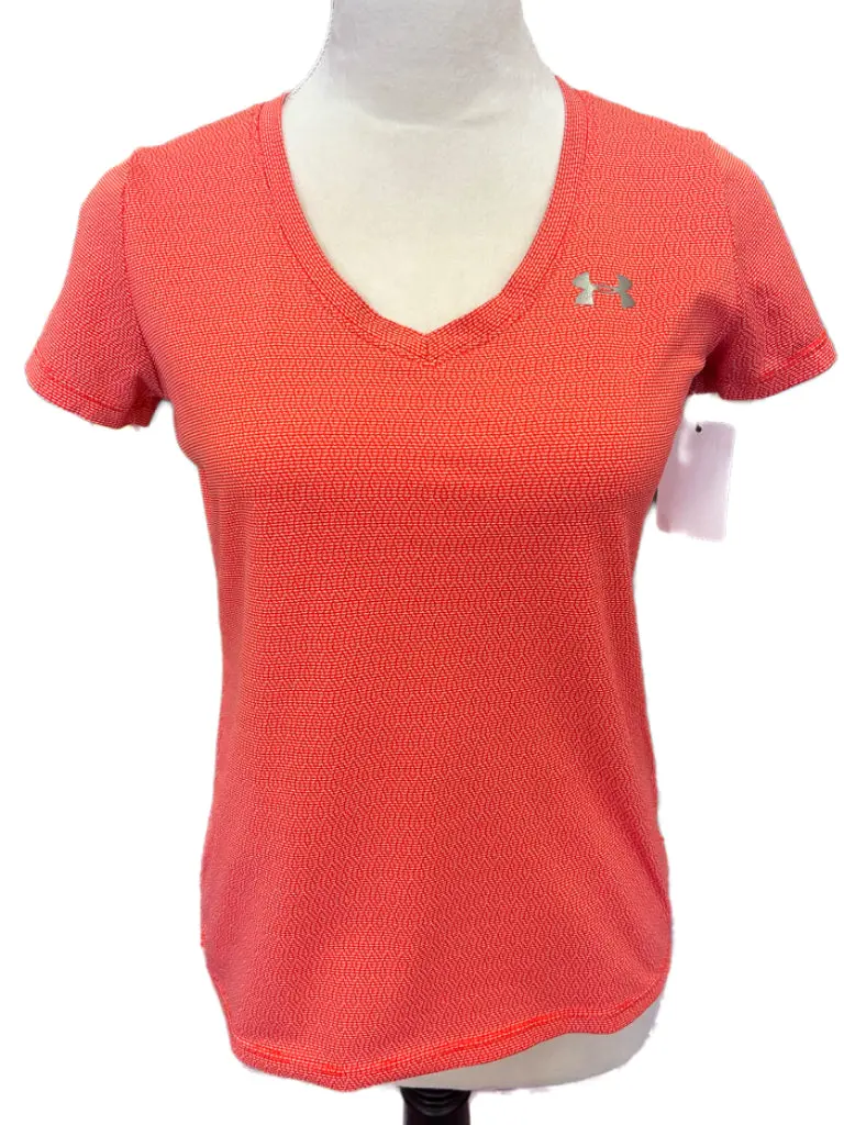Under Armour Women'S Orange Patterned V-Neck Workout Top – Size Xs 1