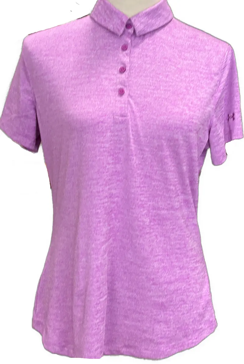 Under Armour Women'S Purple Heathered Short Sleeve Golf Shirt – Size M 1