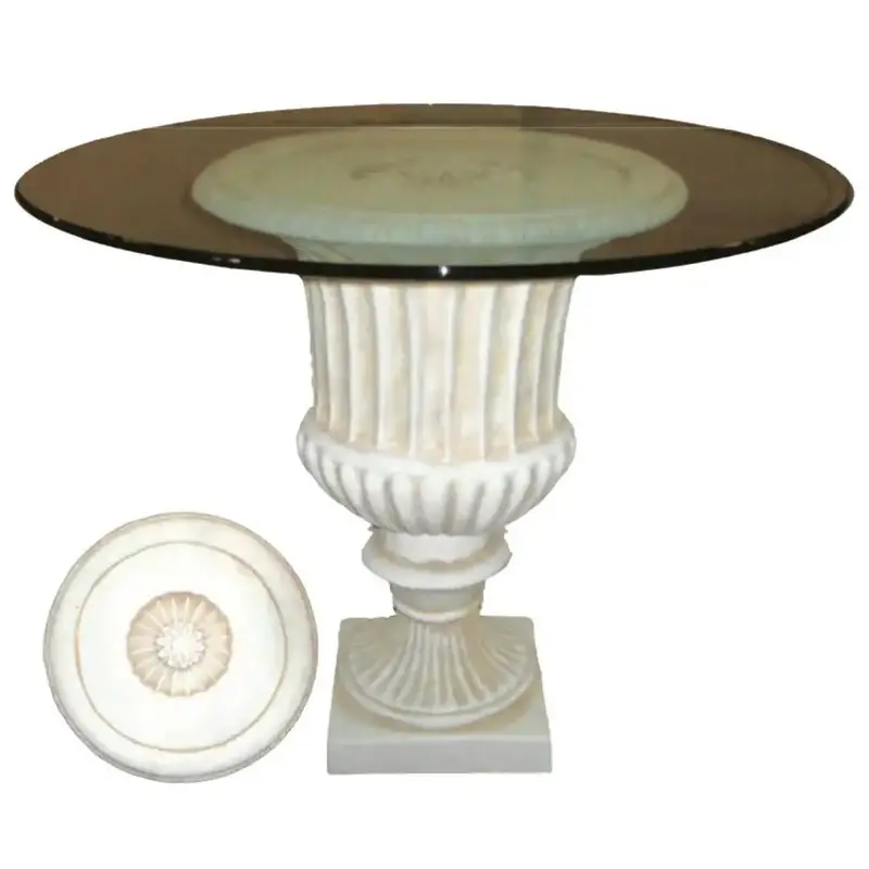 Urn-Adorned Fluted Dining Table Base – Traditional Cement Construction (29 In H) 1