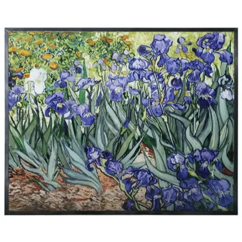 Van Gogh Irises Sun Catcher – Purple Floral Stained Glass Hanging Decor (14" L) 1