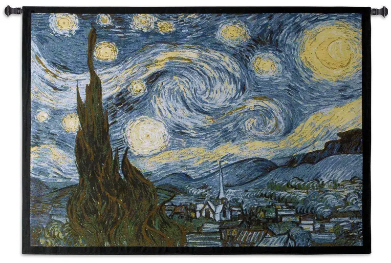 Van Gogh 'Starry Night' Woven Tapestry – Iconic Blue-Yellow Wall Hanging, 40X53 Inches 1