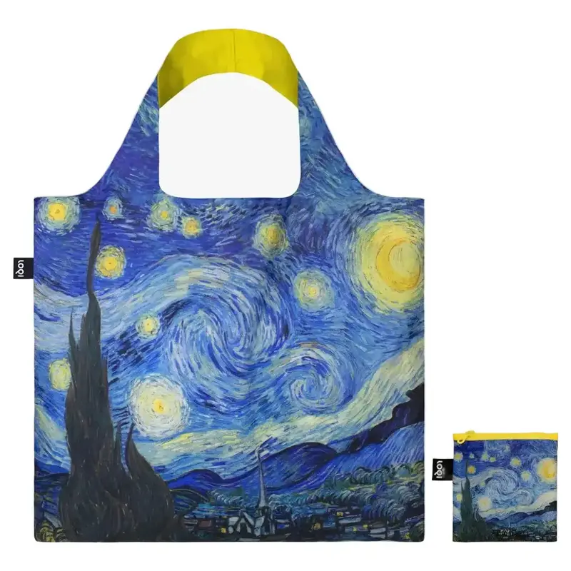 Van Gogh The Starry Night Tote Bag – Green Recycled Art Canvas 1